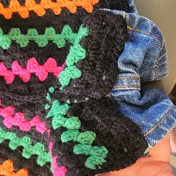 Farm Rio Crocheted Panel Denim Jean Shorts High Rise Waist Anthropologie 23 - Picture 7 of 16